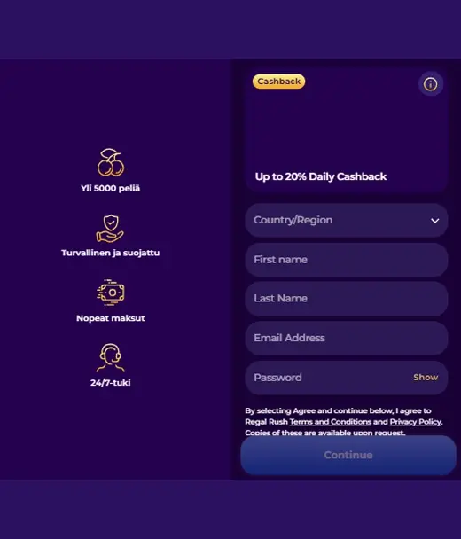 regal rush casino registration